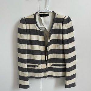 Zara striped blazer with shoulder detail